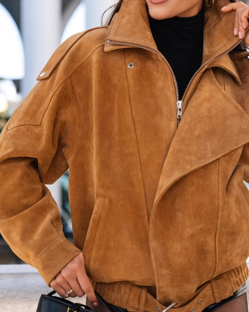Pearlava | Vintage Suede Drape Jacket