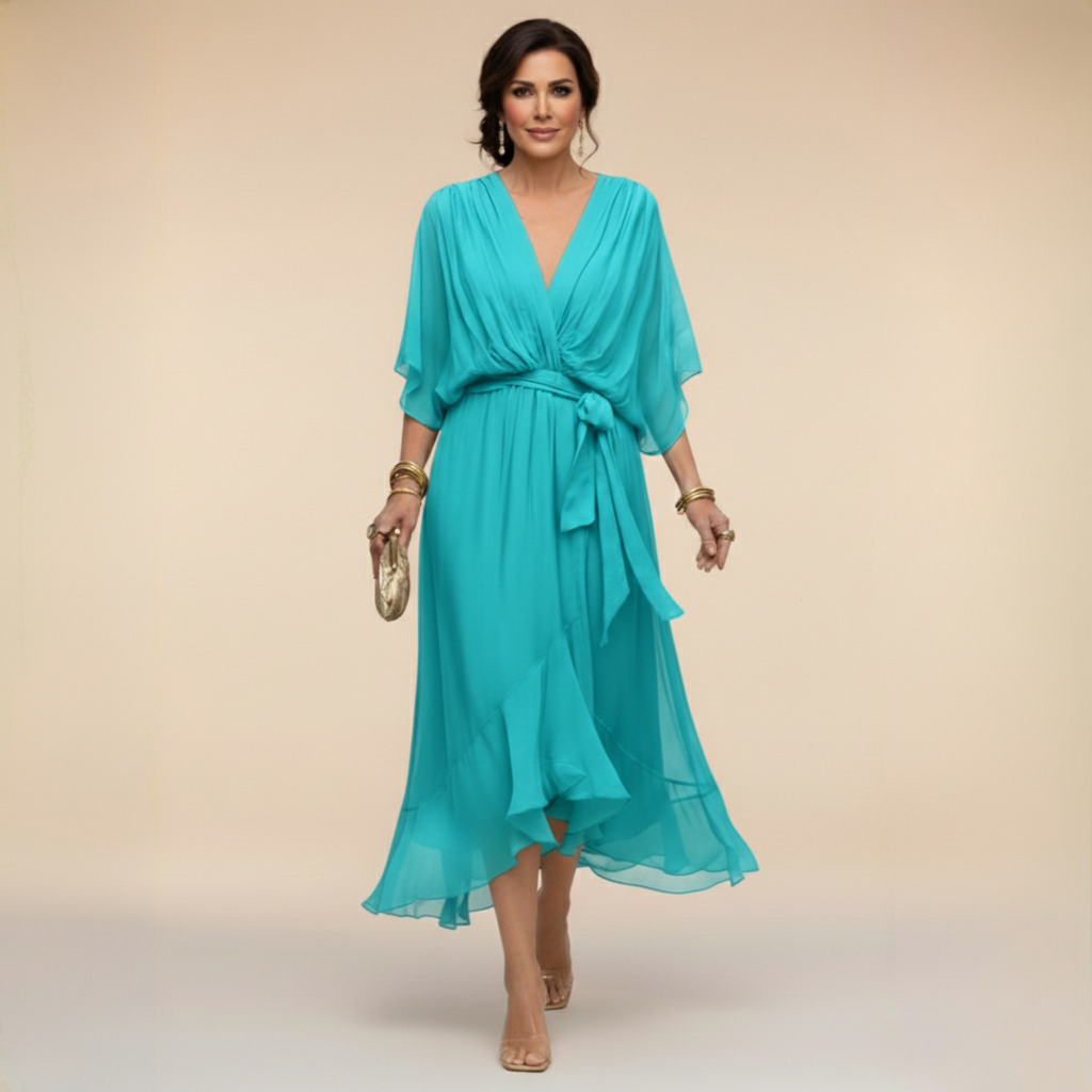 Pearlava women's v-neck chiffon dress