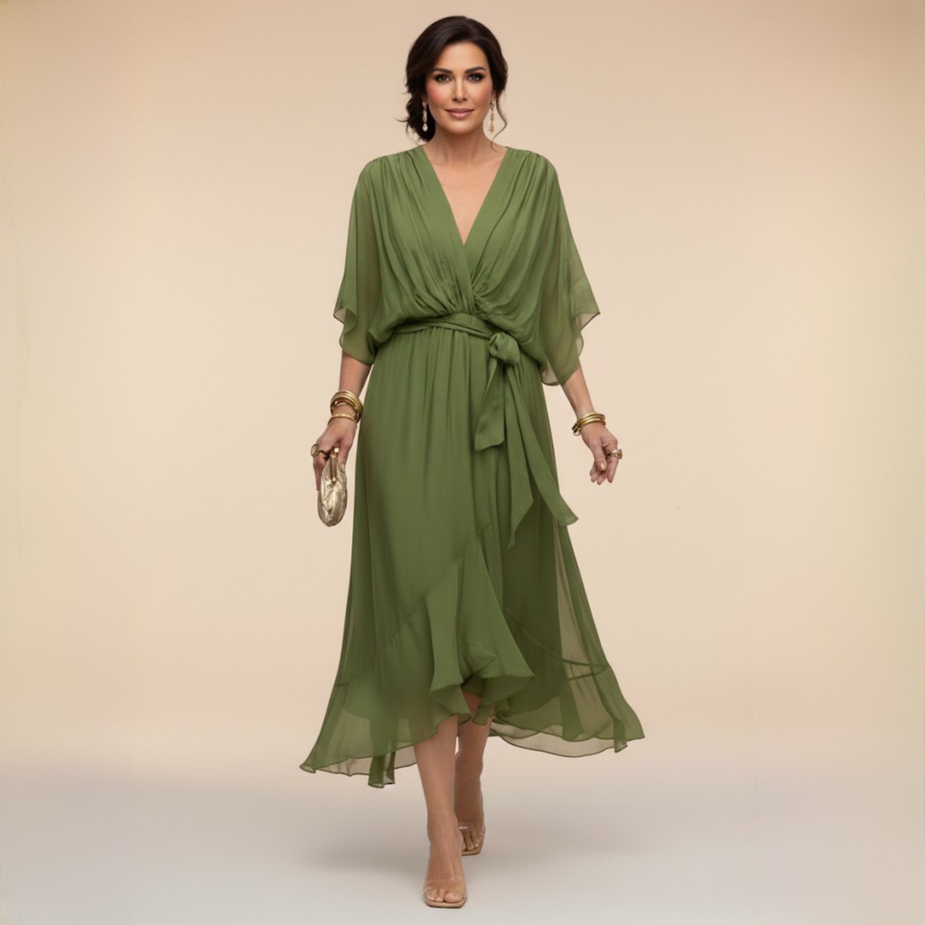 Pearlava women's v-neck chiffon dress