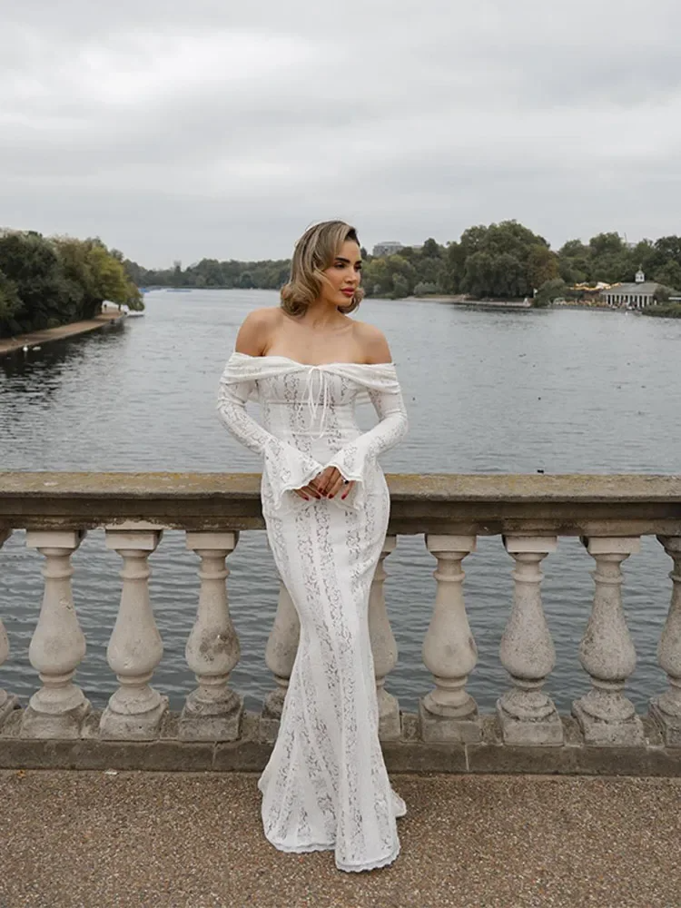 Pearlava | Georgetta Lace Off-Shoulder Maxi Dress