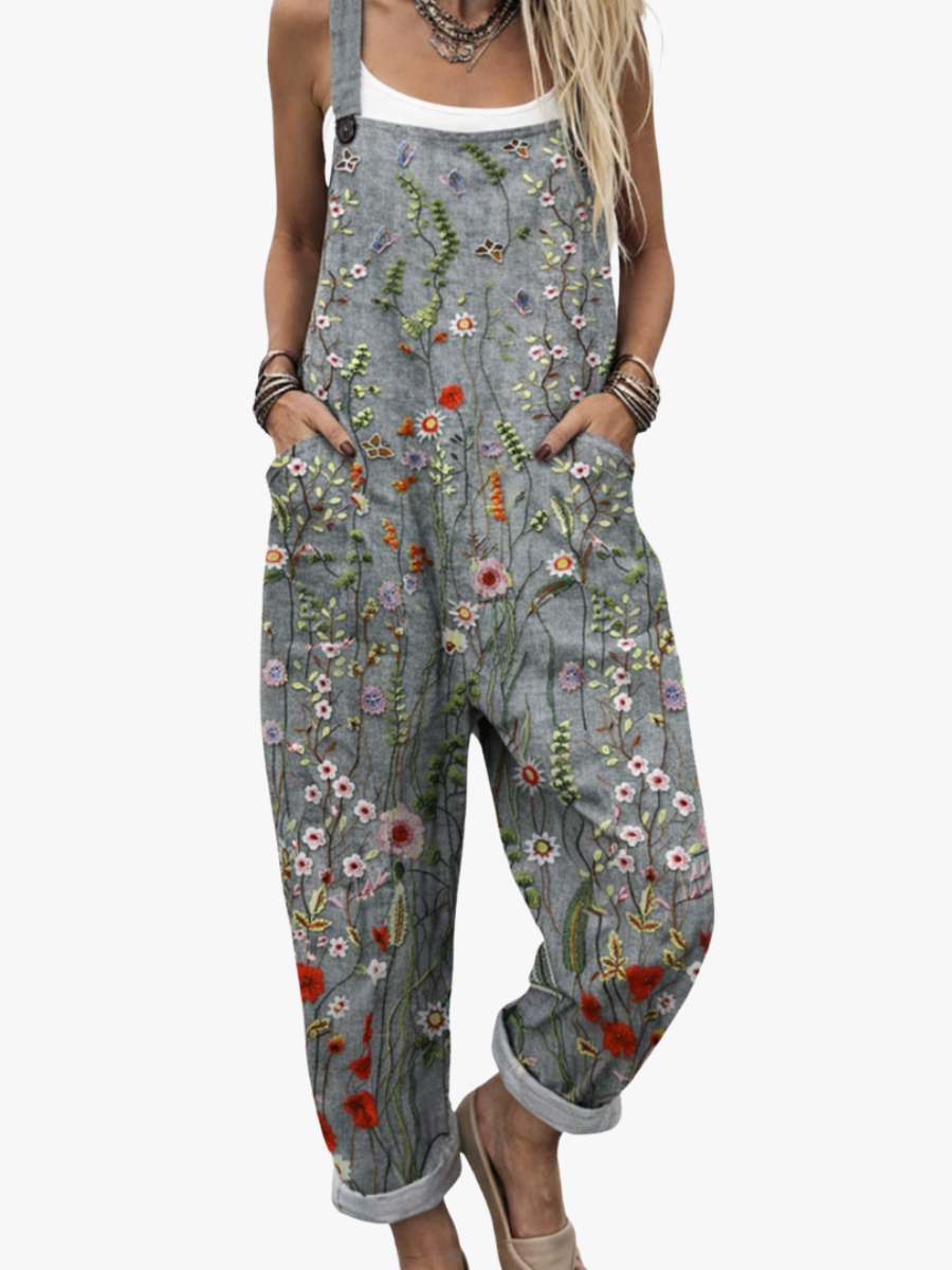 Pearlava women's artistic print overalls