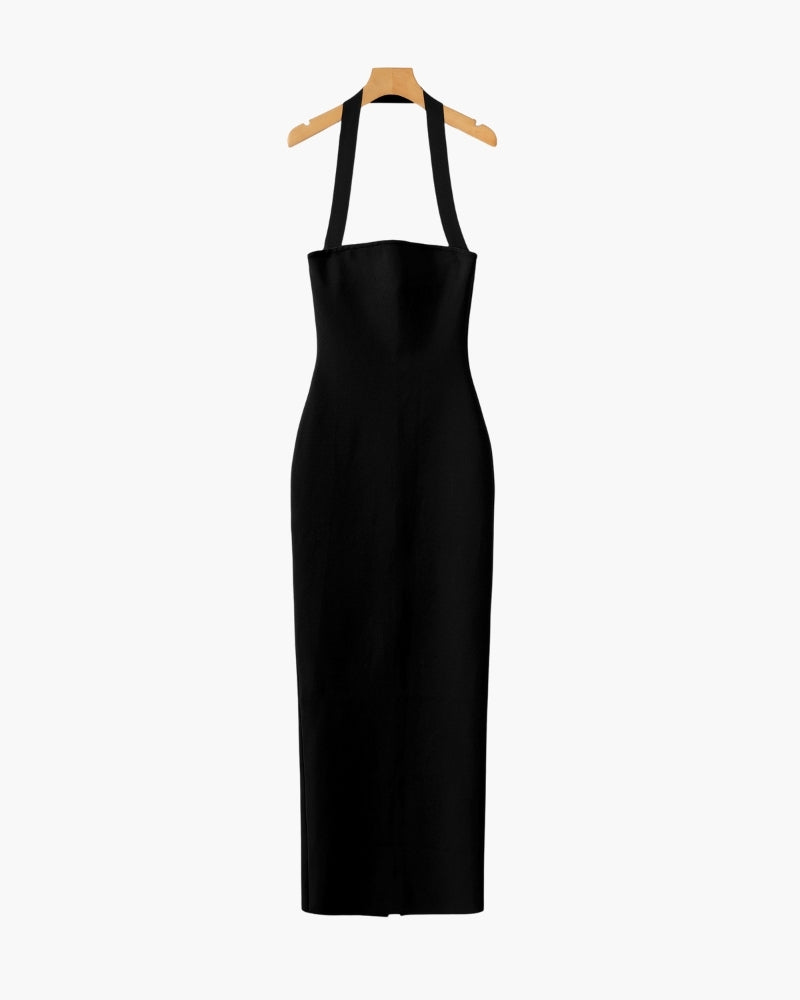 Pearlava | Halter Neck Slim-Fit Maxi Dress