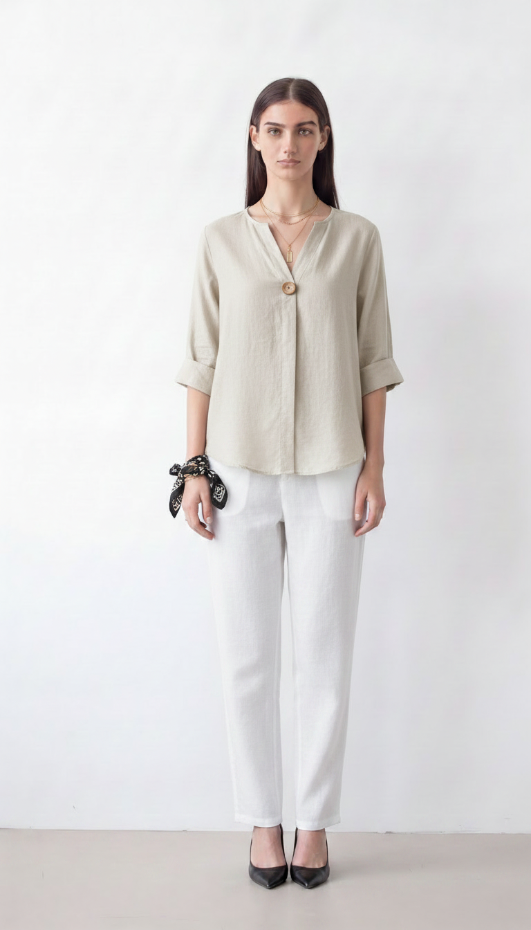 Women's cotton 3/4-sleeve blouse