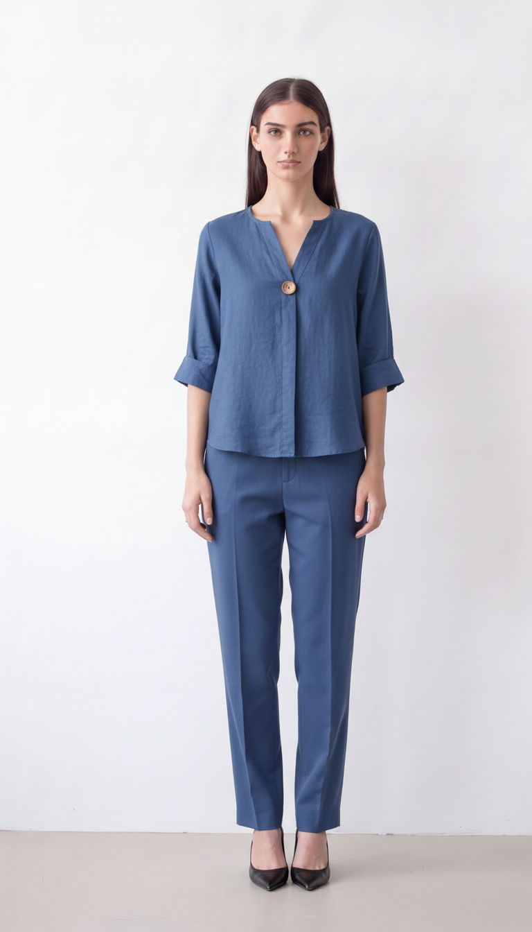 Women's cotton 3/4-sleeve blouse