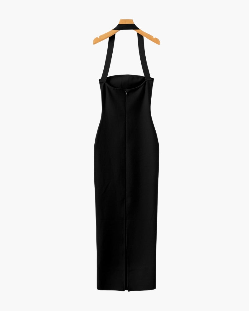 Pearlava | Halter Neck Slim-Fit Maxi Dress