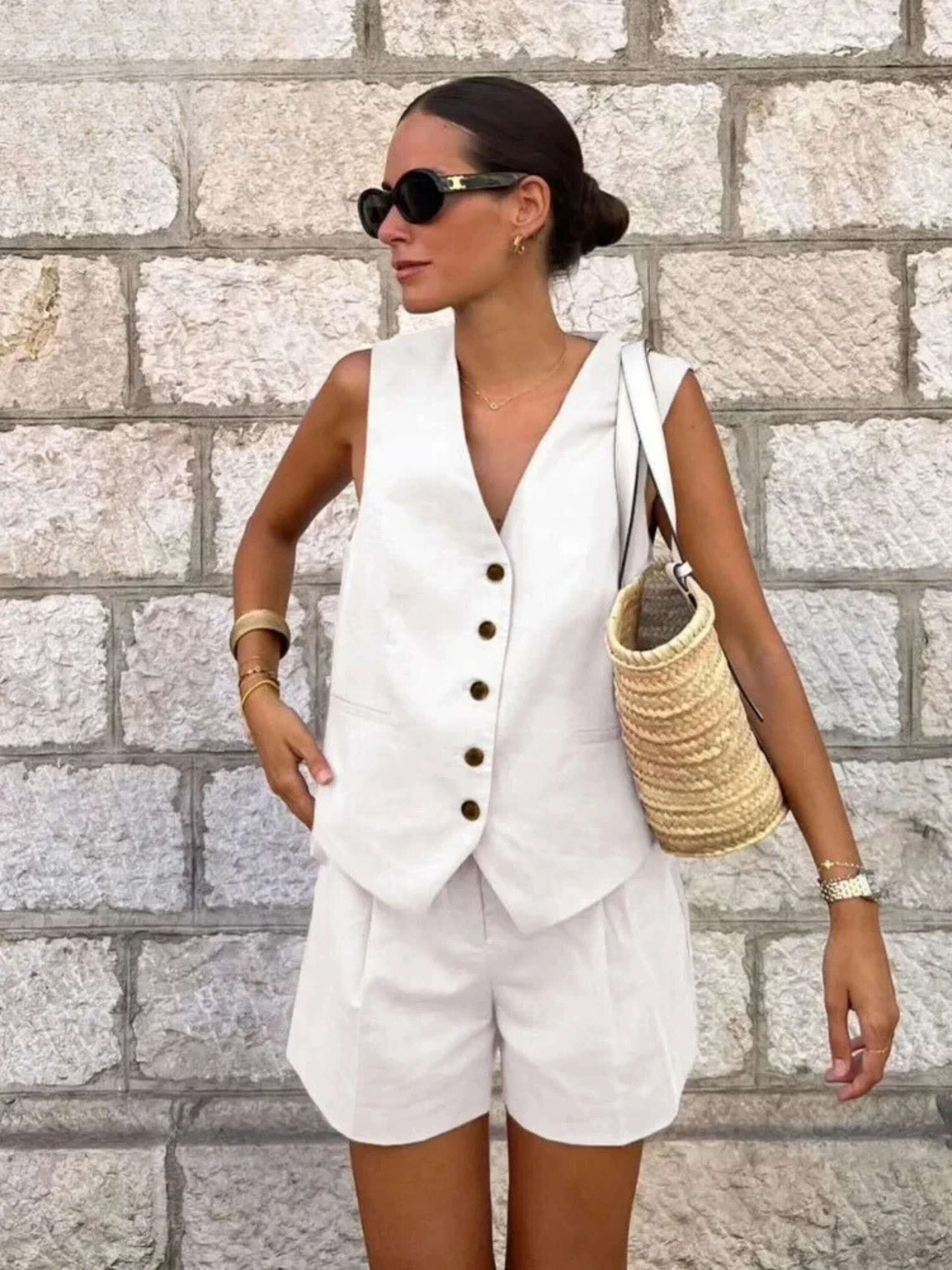 Pearlava | Lavinia Linen-Blend Summer Vest