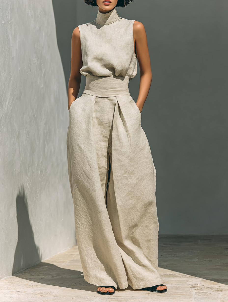 Pearlava women's wide-leg cotton trouser set