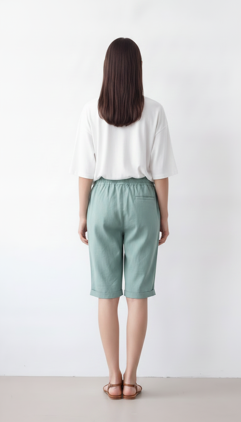 Women's relaxed cotton shorts with pockets