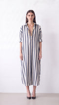 Women's striped linen shirt dress
