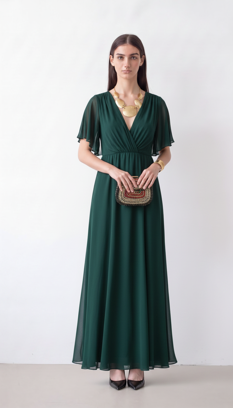 Women's wedding guest maxi dress