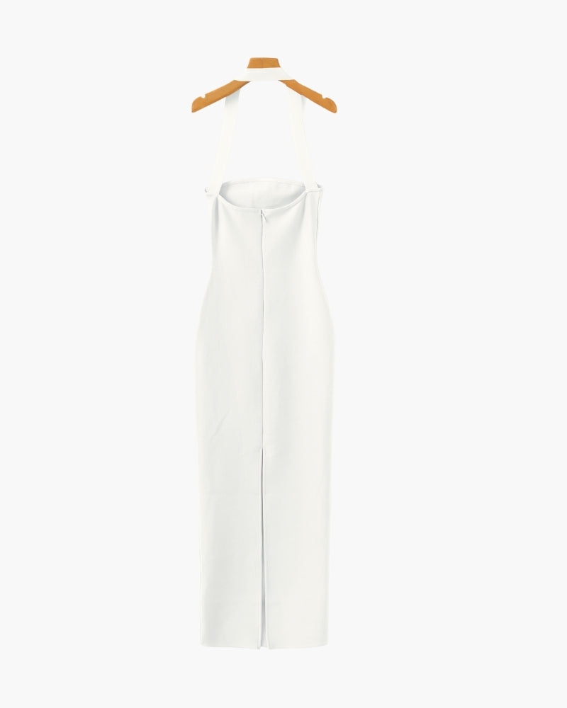 Pearlava | Halter Neck Slim-Fit Maxi Dress