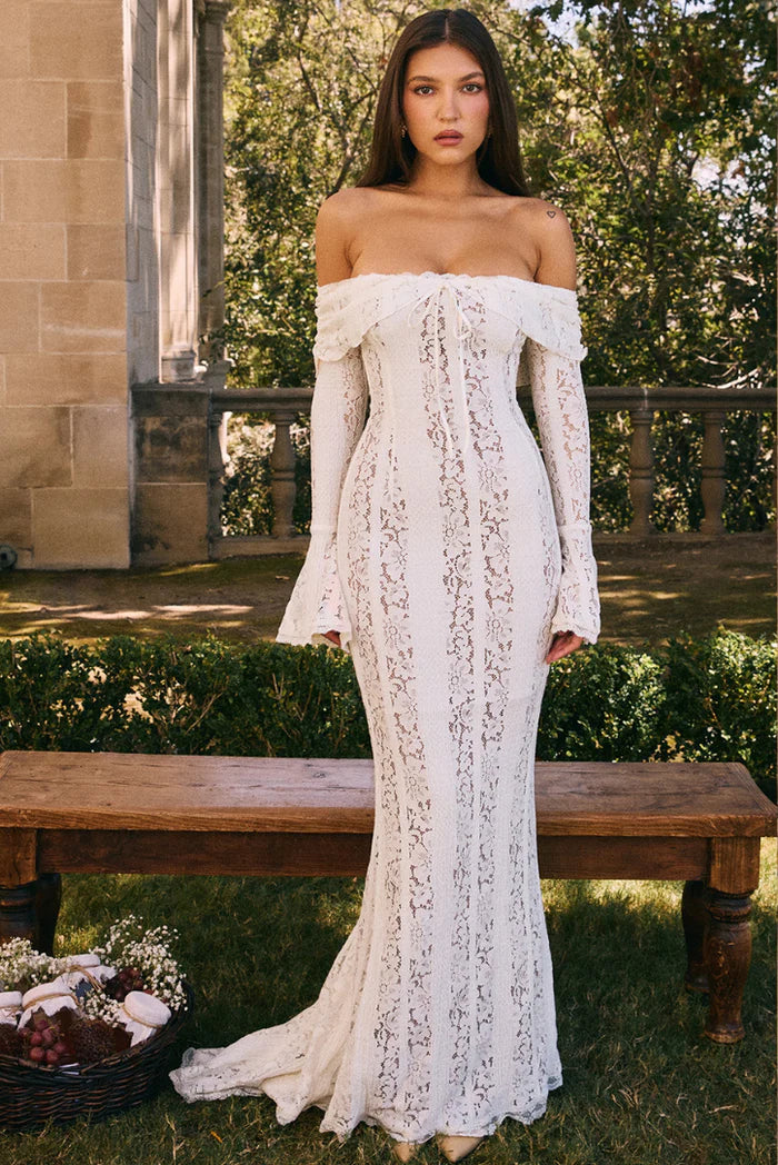 Pearlava | Georgetta Lace Off-Shoulder Maxi Dress