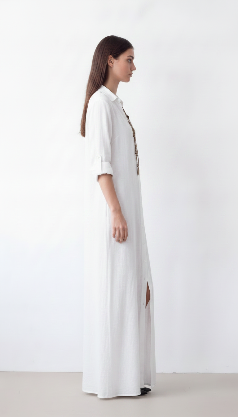 Women's long linen shirt dress