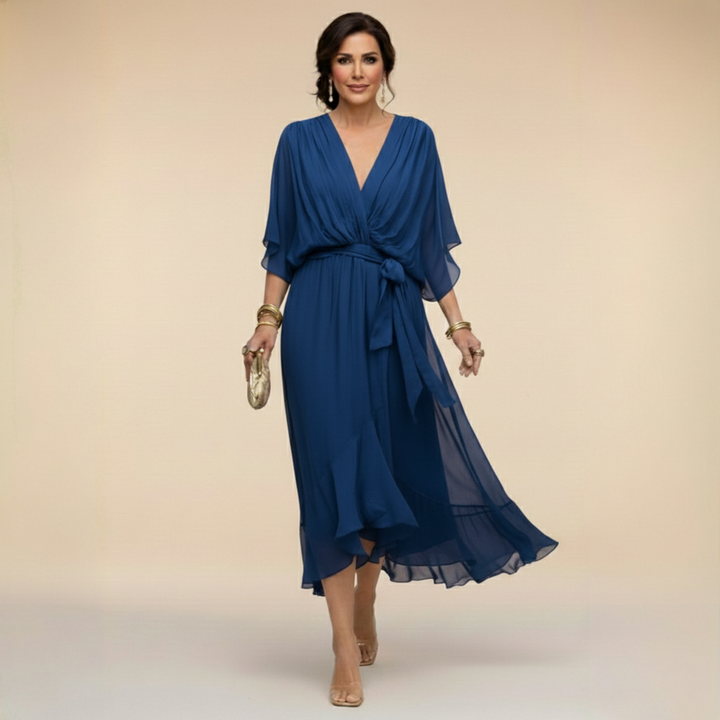 Pearlava women's v-neck chiffon dress