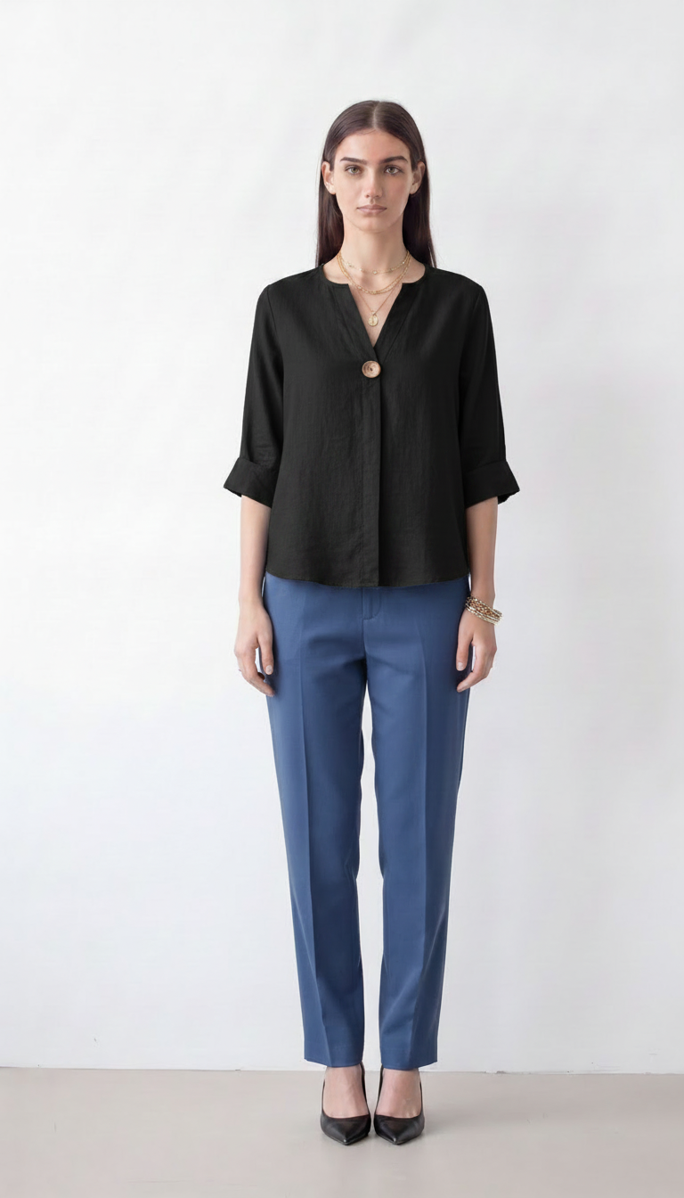 Women's cotton 3/4-sleeve blouse