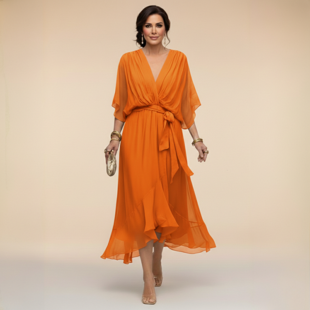 Pearlava women's v-neck chiffon dress