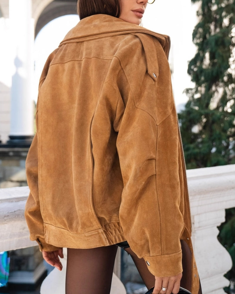 Pearlava | Vintage Suede Drape Jacket