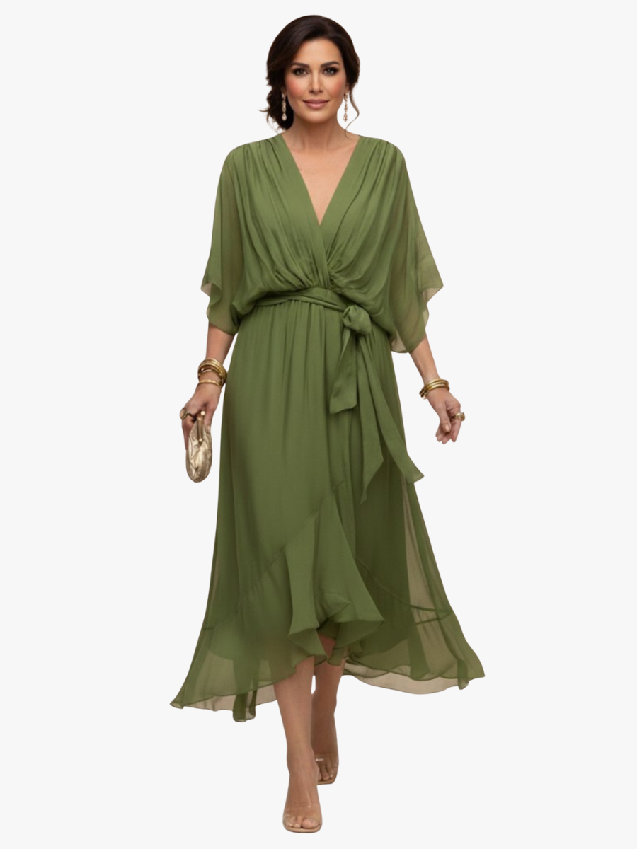 Pearlava women's v-neck chiffon dress
