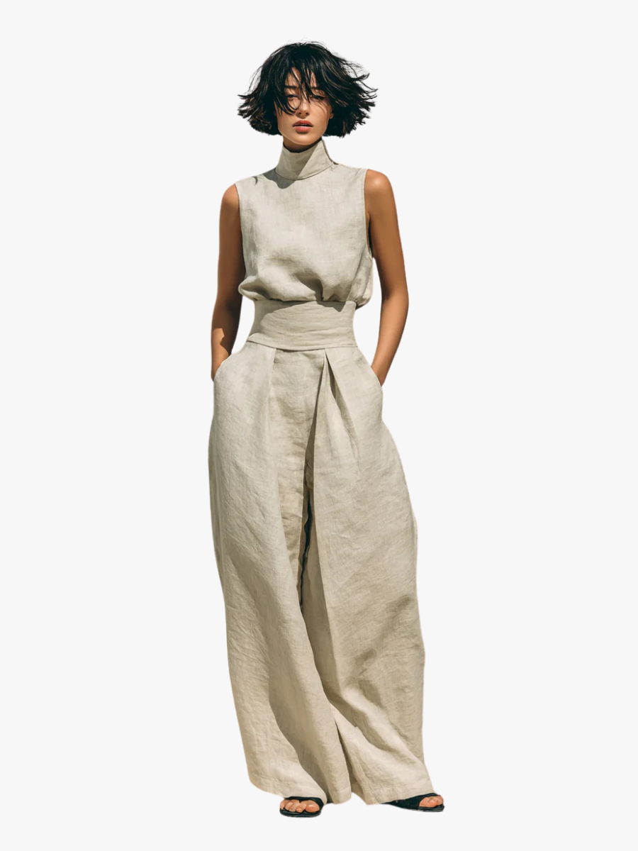 Pearlava women's wide-leg cotton trouser set