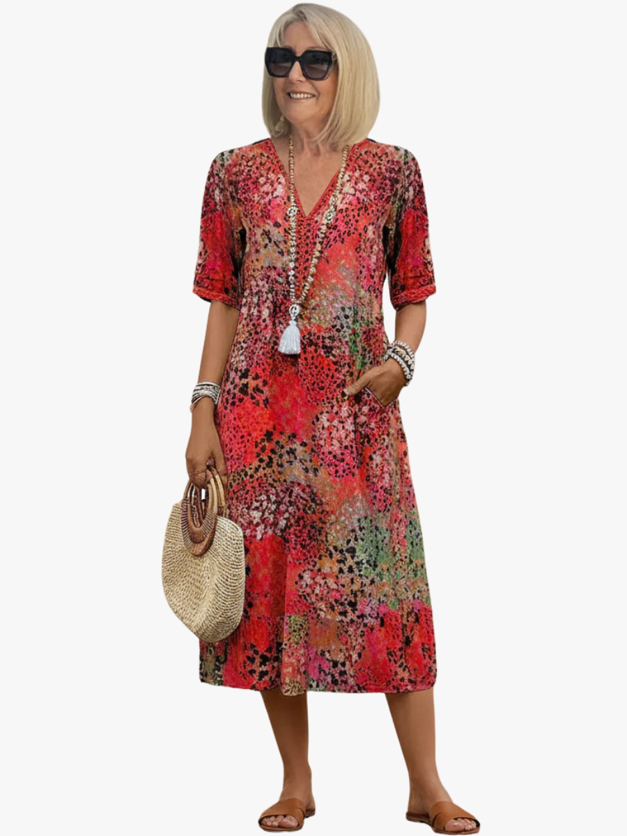 Pearlava women's classic printed midi dress