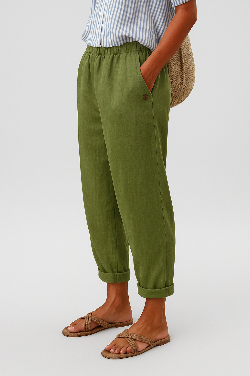 Pearlava women's tapered linen-blend trousers