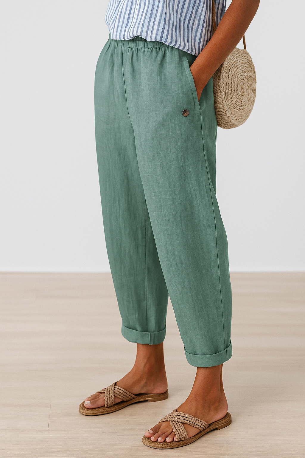 Pearlava women's tapered linen-blend trousers