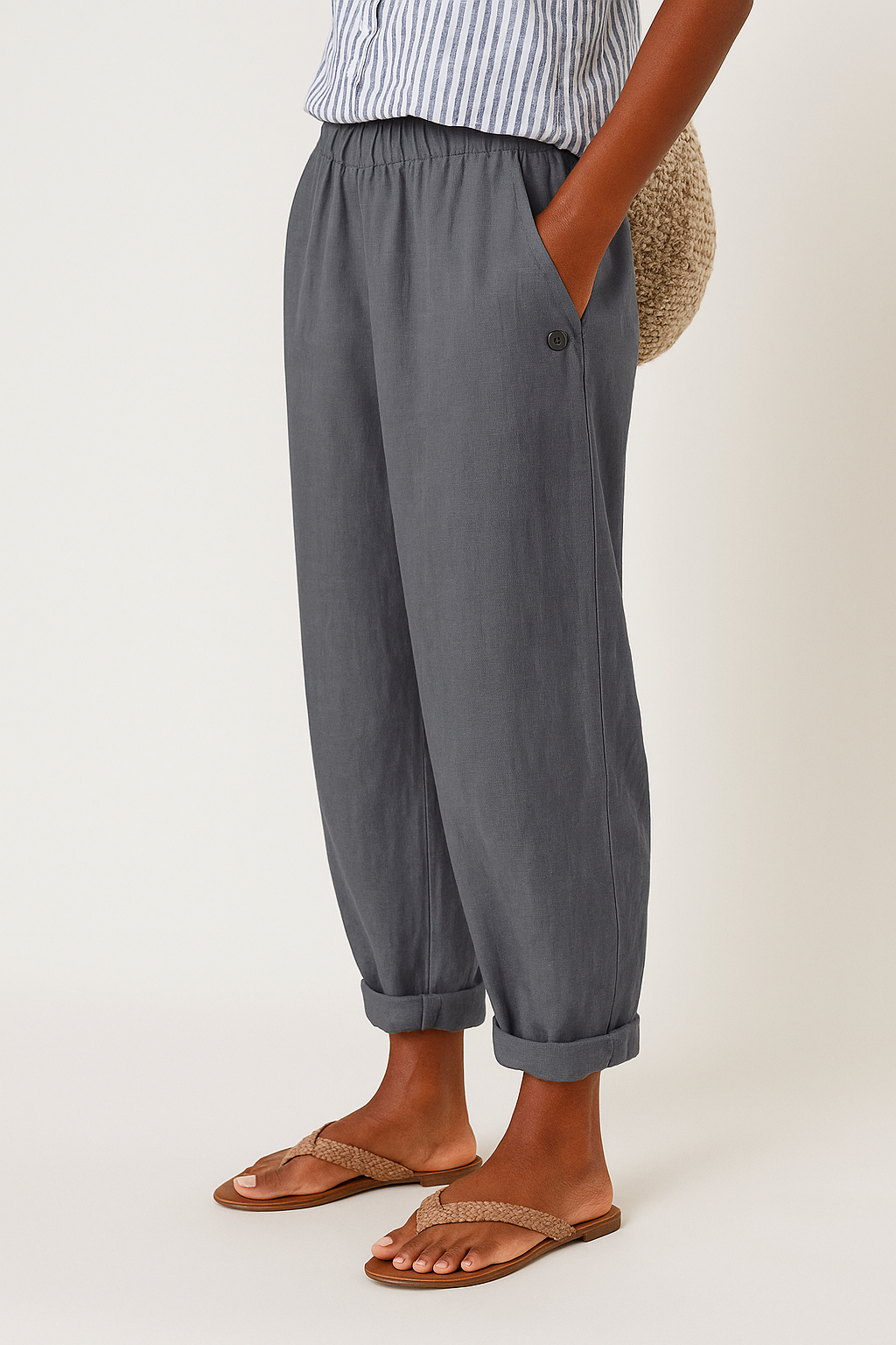 Pearlava women's tapered linen-blend trousers