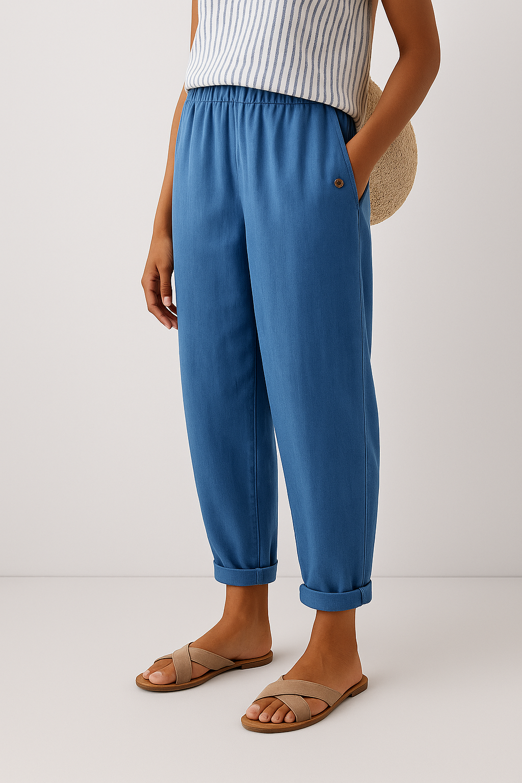 Pearlava women's tapered linen-blend trousers