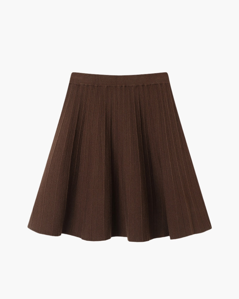 Pearlava | Oxford Pleated Wool Mini Skirt
