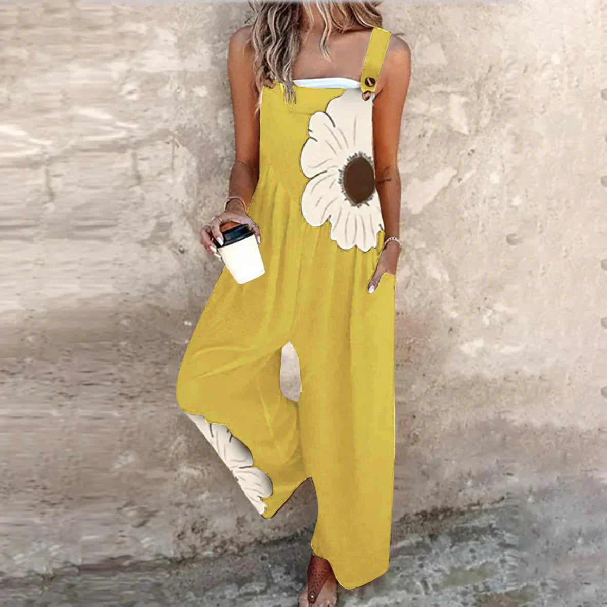 Pearlava women's graphic floral overalls
