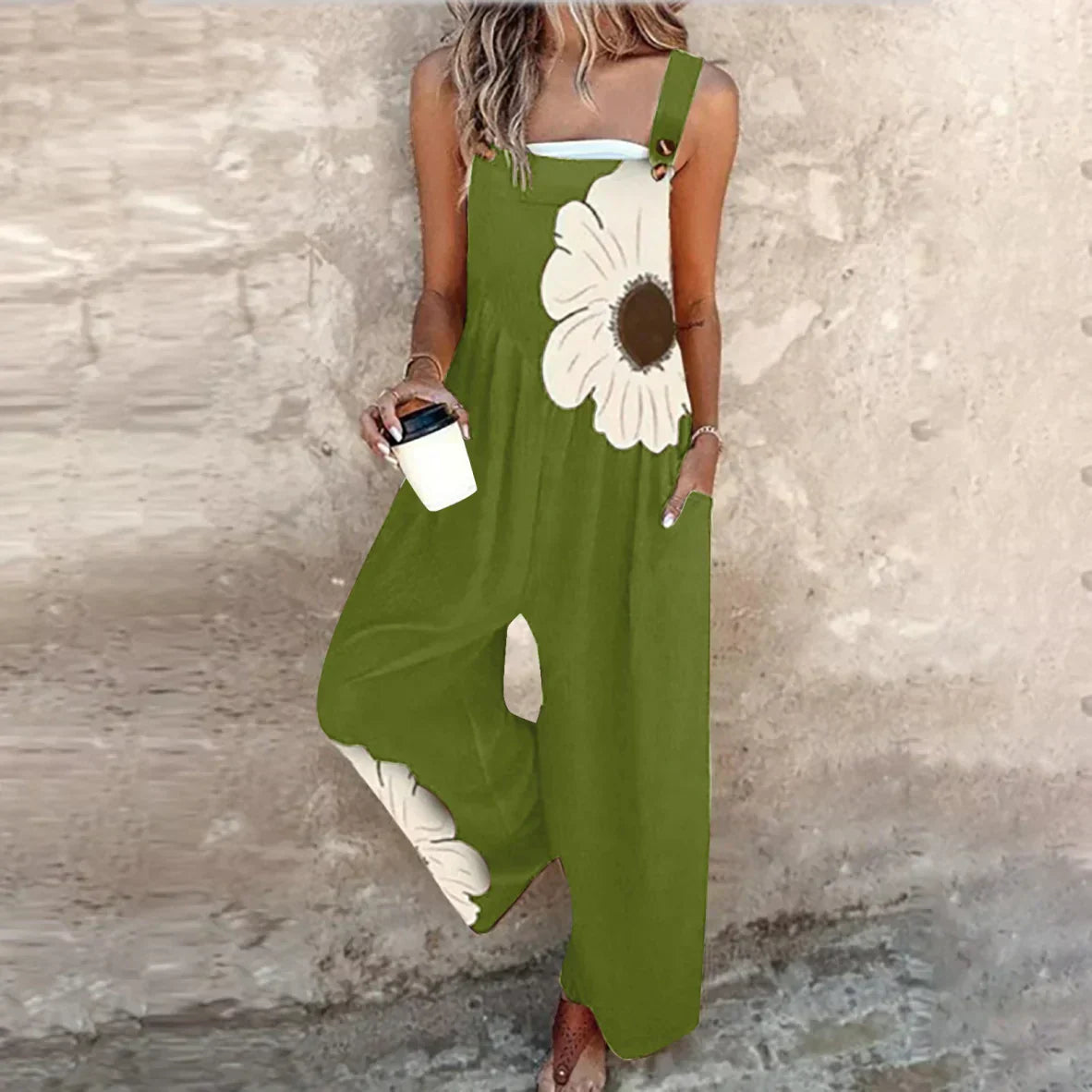 Pearlava women's graphic floral overalls