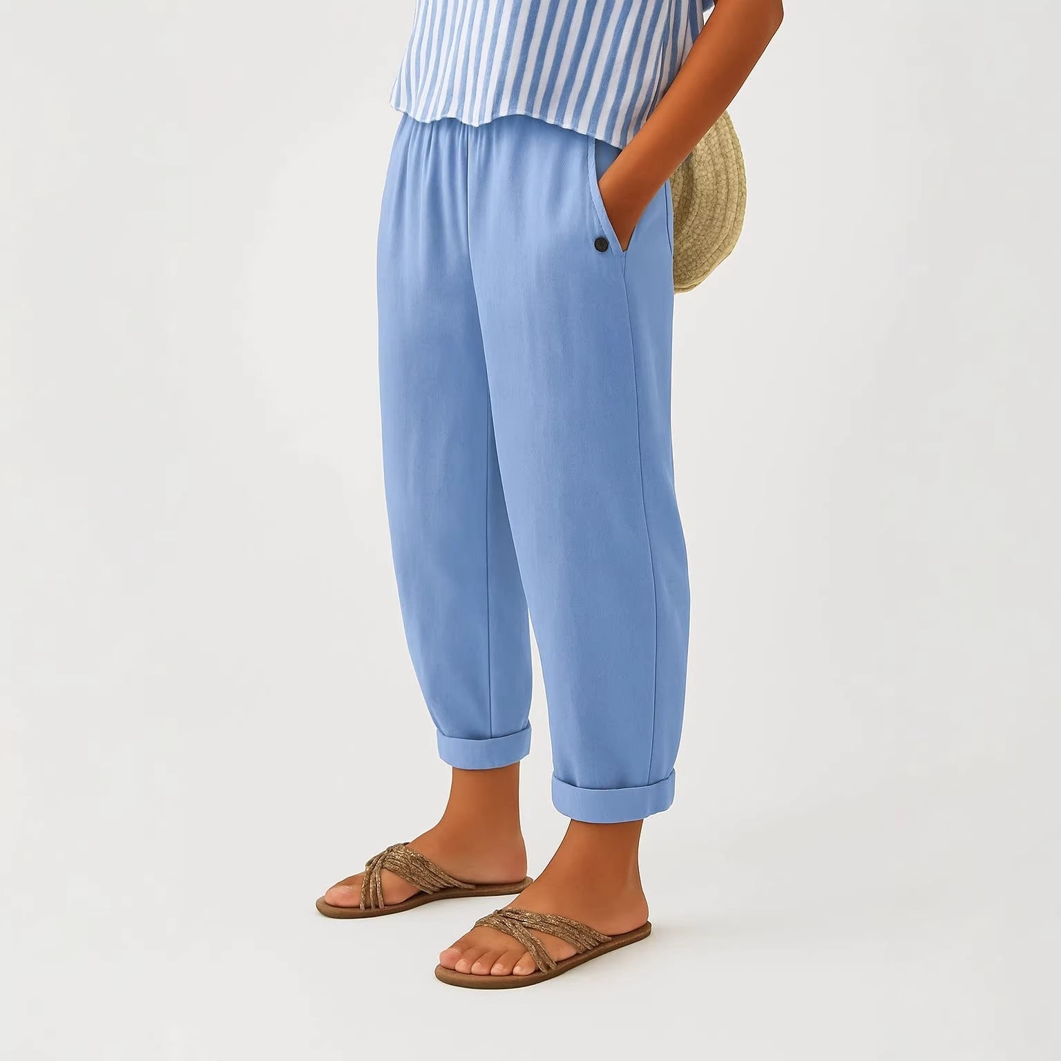 Pearlava women's tapered linen-blend trousers