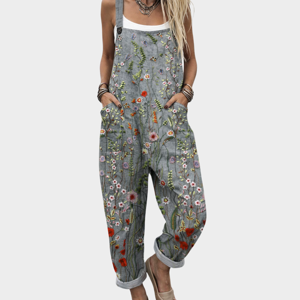 Pearlava women's artistic print overalls