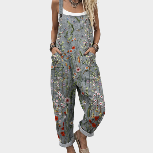 Pearlava women's artistic print overalls
