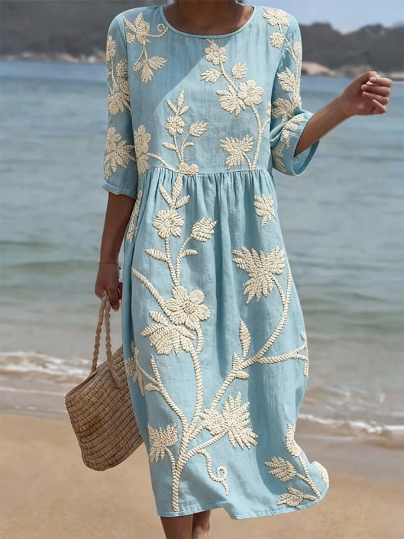 Pearlava women's embroidered midi dress