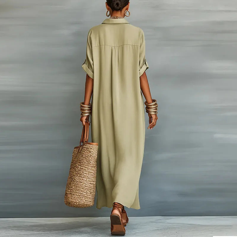 pearlava women's contrast linen shirt sundress