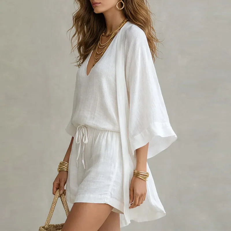 pearlava women's linen three-piece set