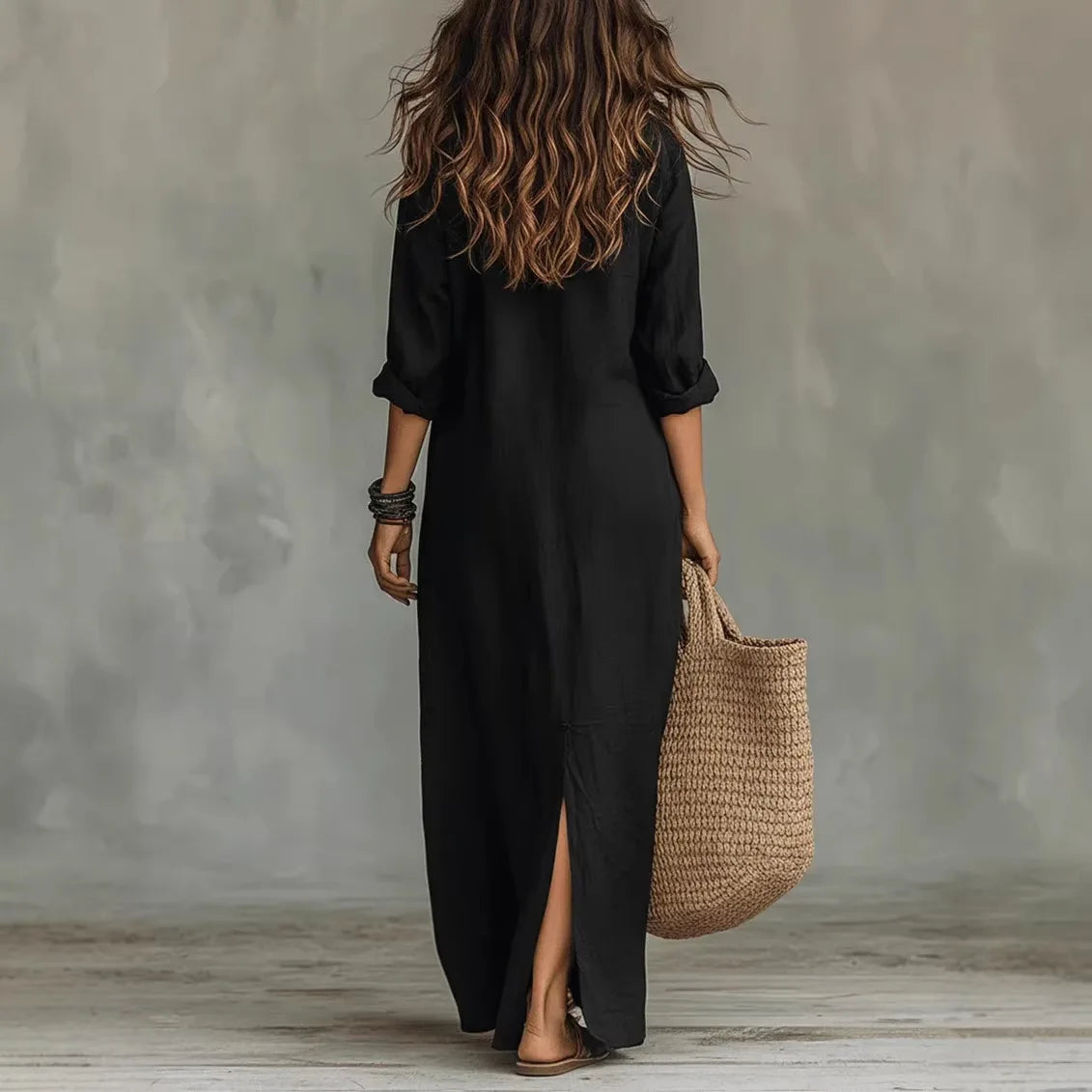 pearlava women's linen long shirt dress
