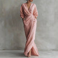 pearlava women's v-neck wrap-waist maxi dress