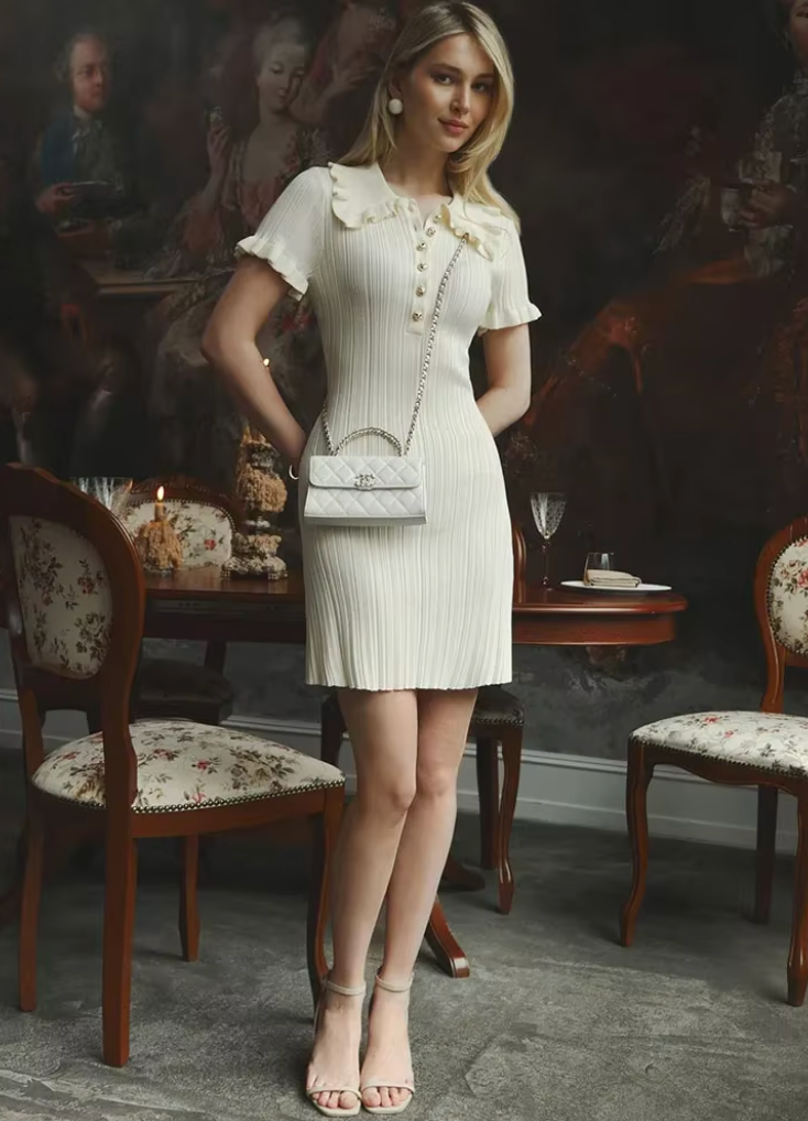 Pearlava | Estelle Ribbed Knit Mini Dress