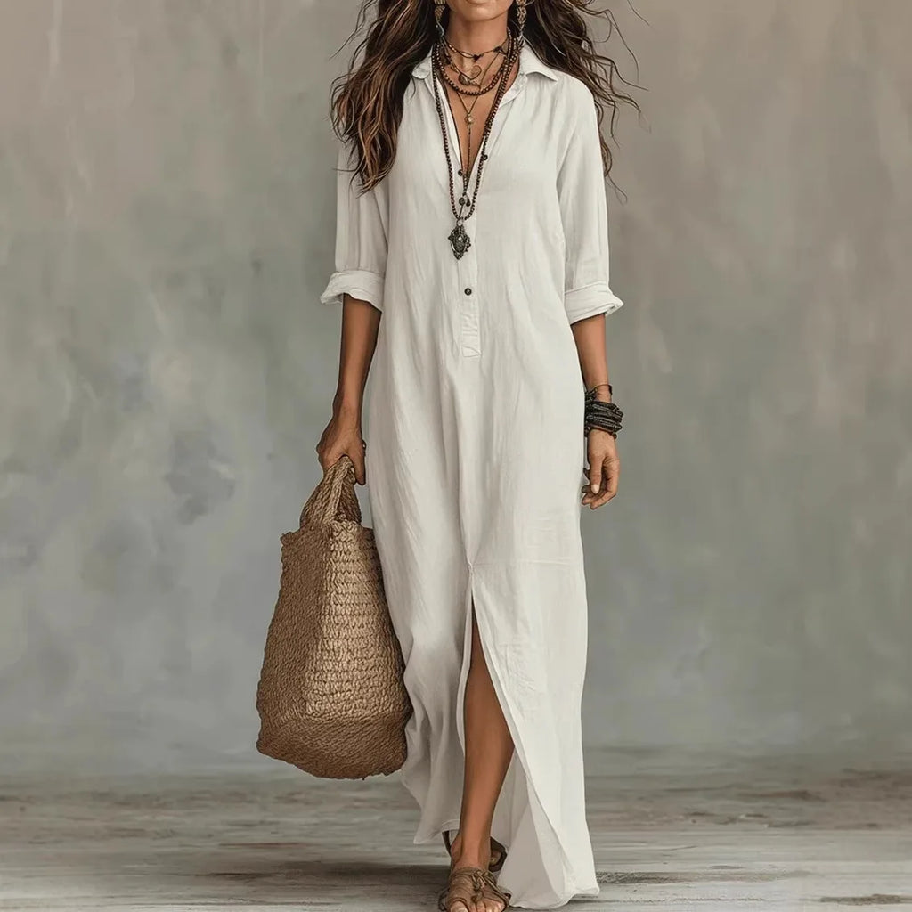 pearlava women's linen long shirt dress
