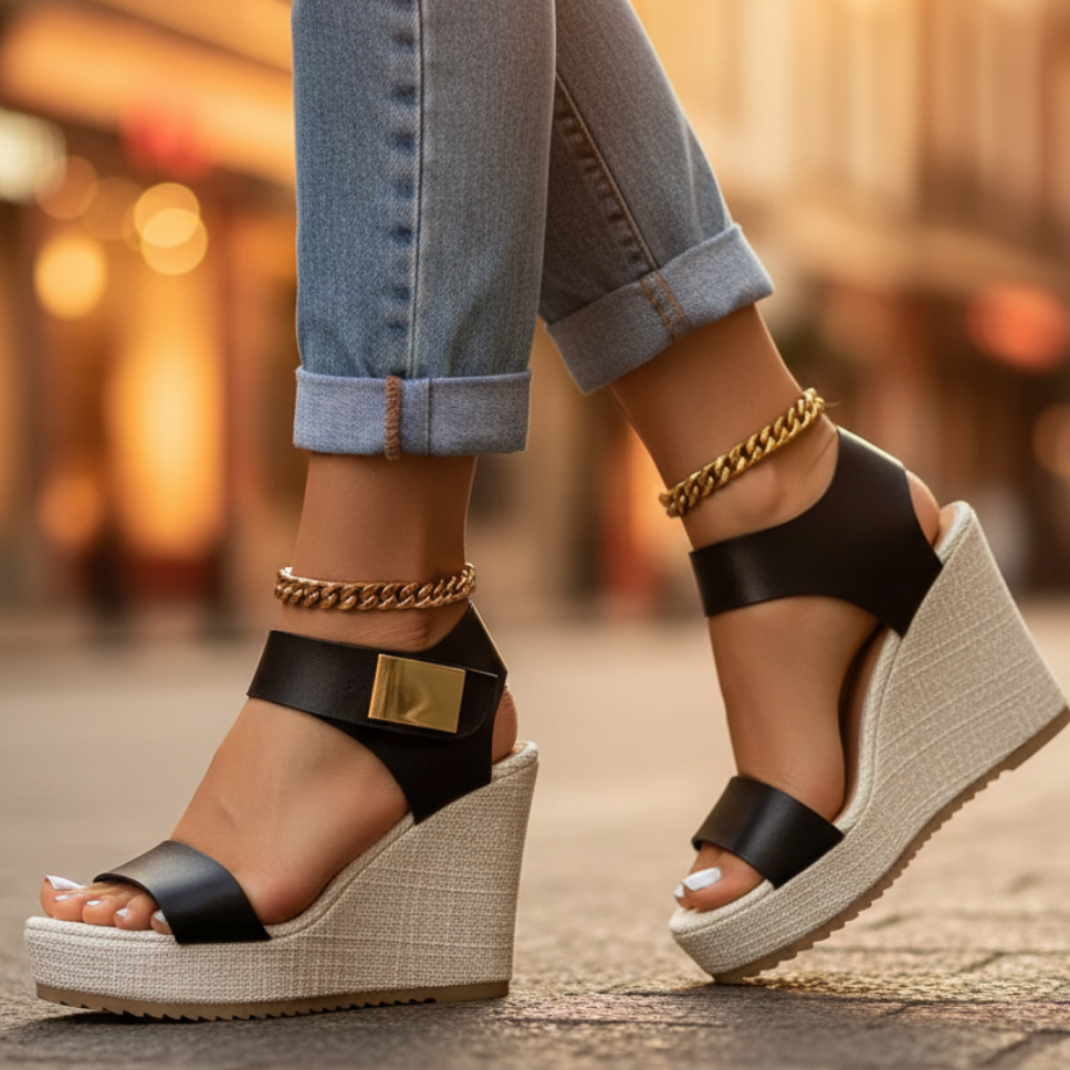 pearlava women's colourblock platform wedge sandals
