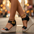 pearlava women's colourblock platform wedge sandals