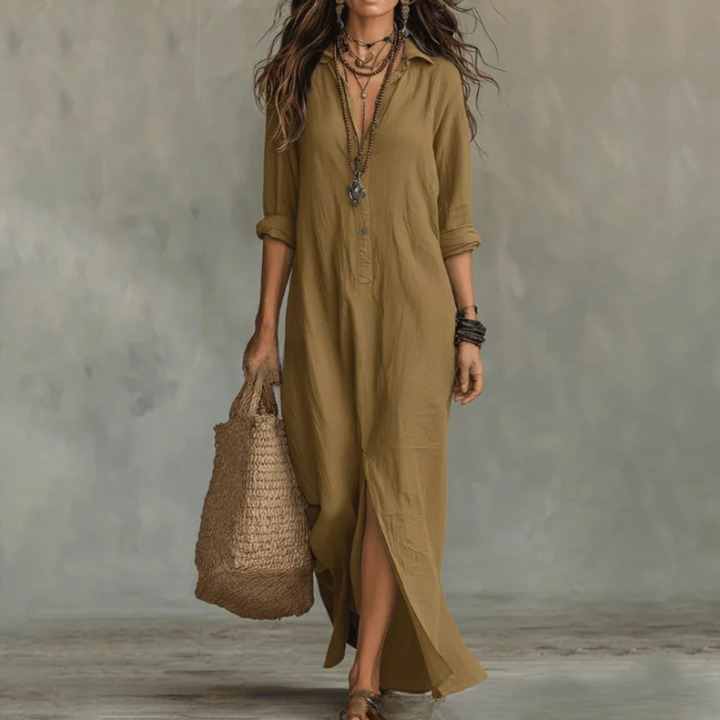 pearlava women's linen long shirt dress