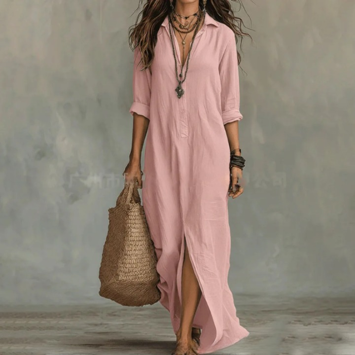 pearlava women's linen long shirt dress