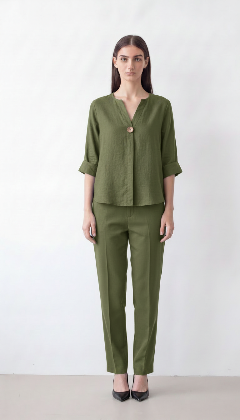Women's cotton 3/4-sleeve blouse