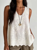 pearlava women's embroidered sleeveless round-neck tank top