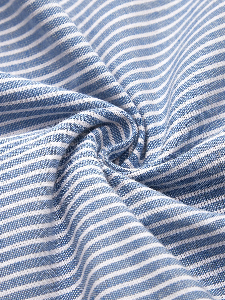 pearlava women's striped button-down midi dress with pockets