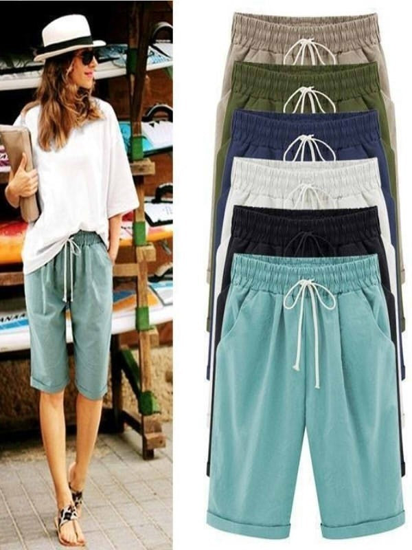 pearlava women's relaxed cotton shorts with pockets
