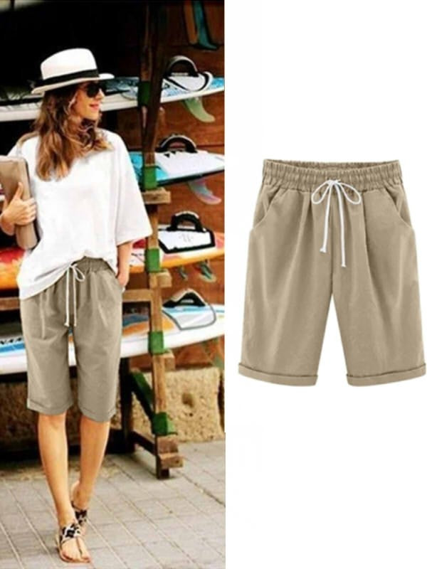pearlava women's relaxed cotton shorts with pockets